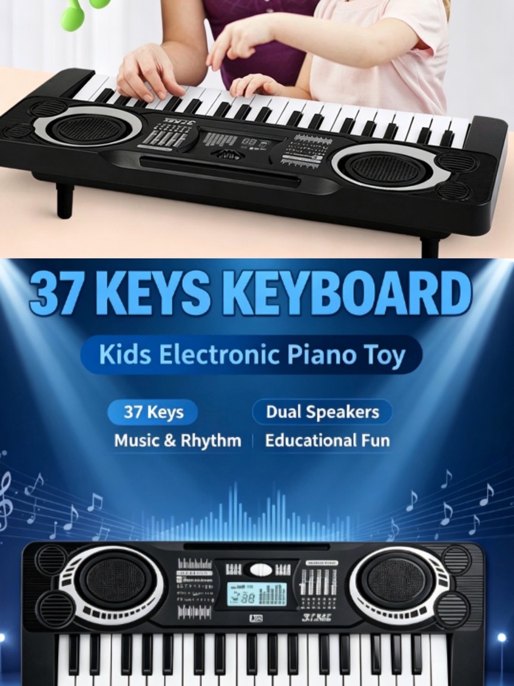 Kids 37-Key Electronic Piano Keyboard - Black new